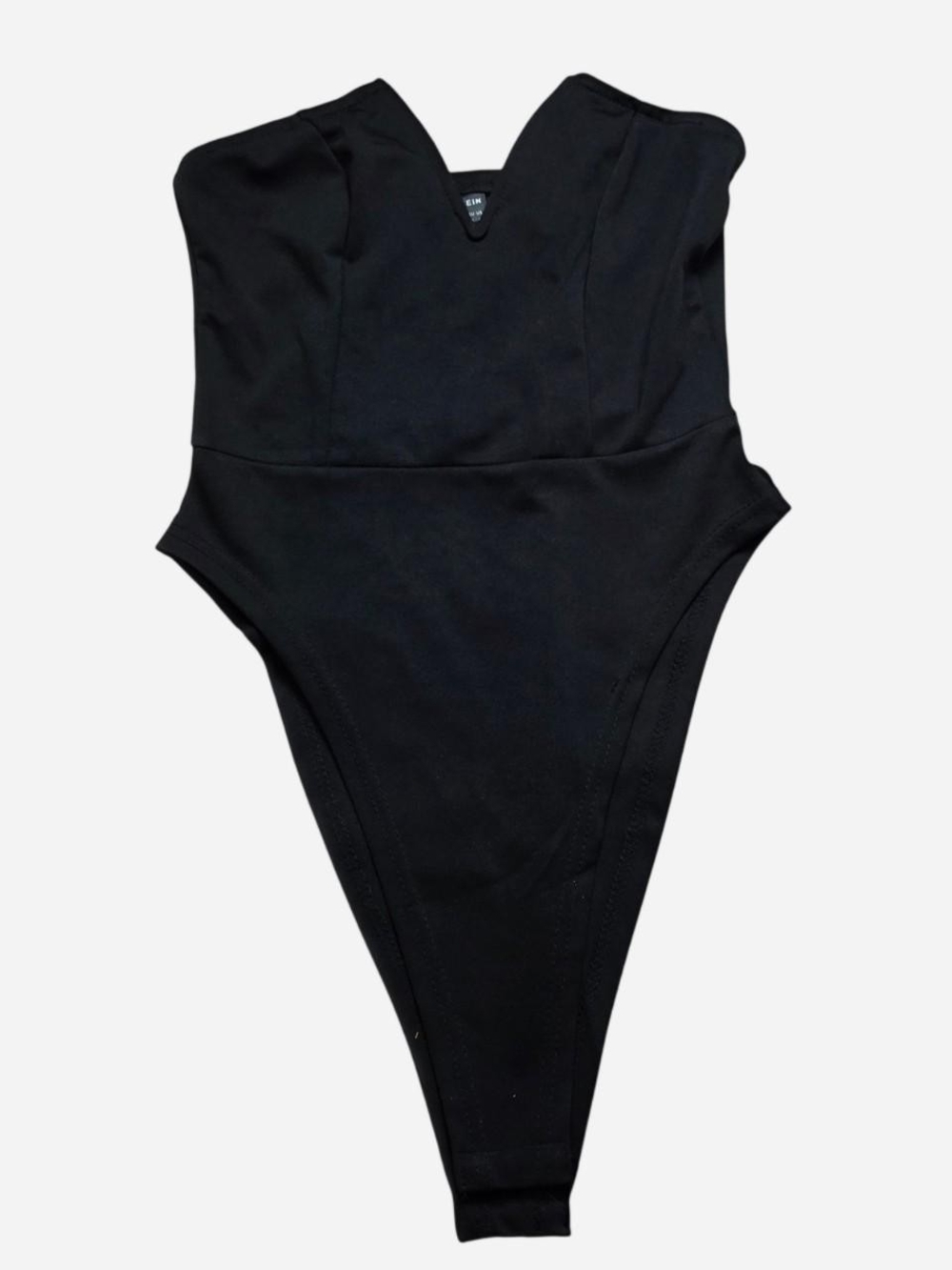 SHEIN Black V-Notch Sleeveless Bodysuit